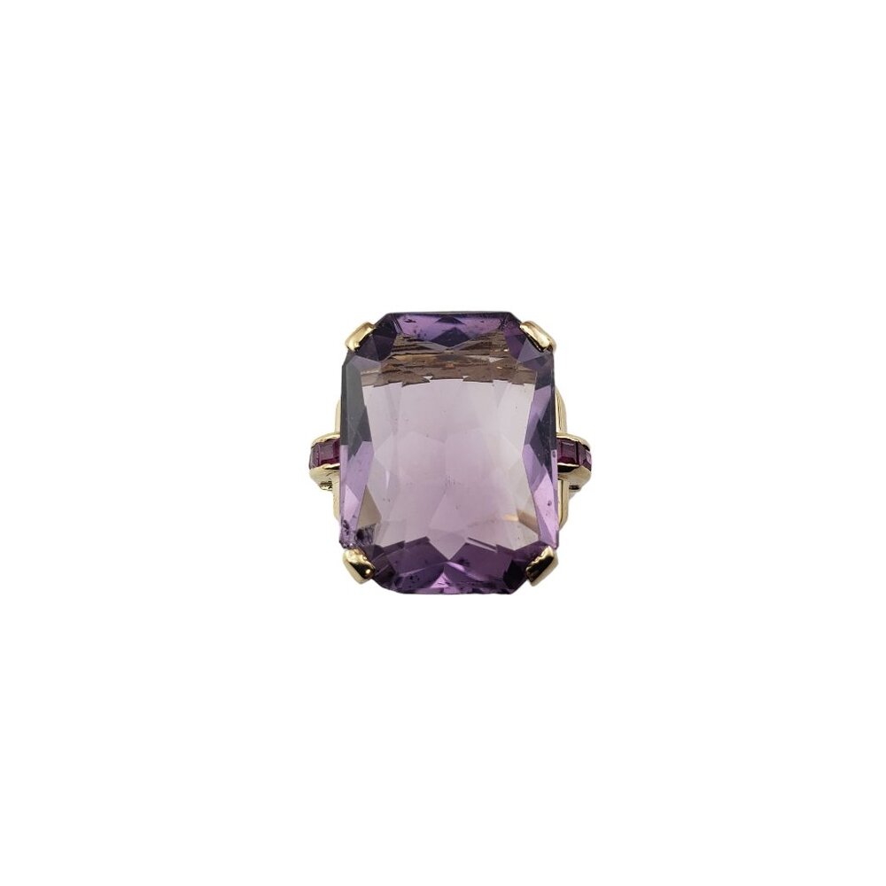 Vintage 14K YG Amethyst & Rhodolite Garnet Ring Size 6.75 JAGi Certified #15463